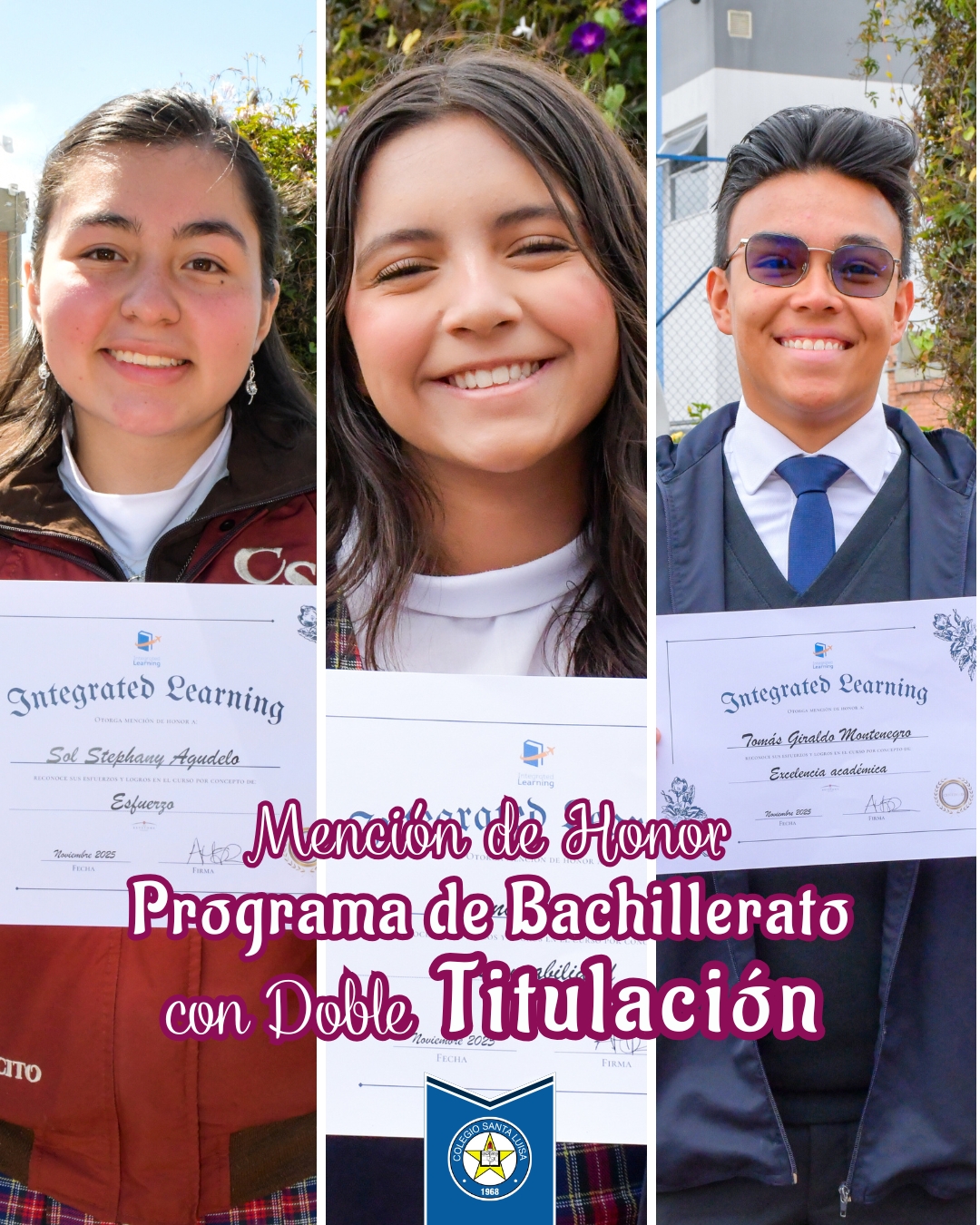 Mención de Honor a los estudiantes que participan en el programa de Bachillerato con Doble Titulación